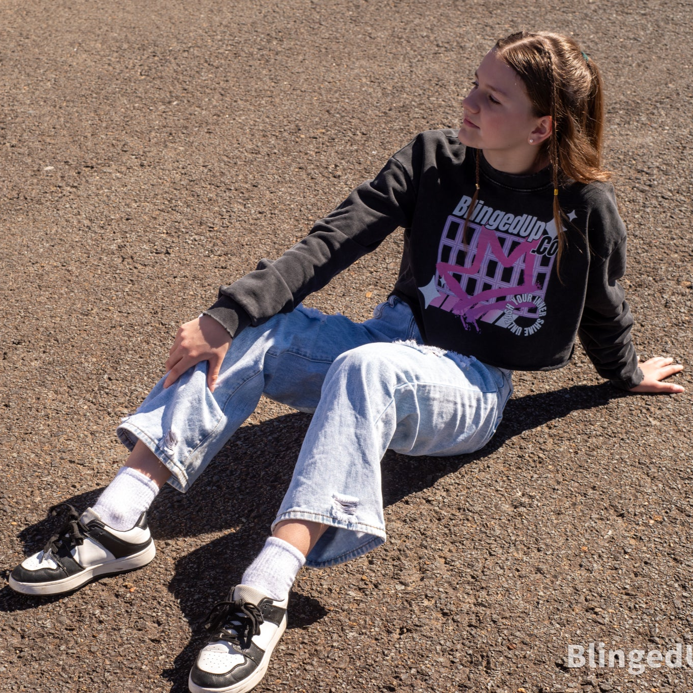 Debut Collection - Snow Washed Cropped Sweatshirt